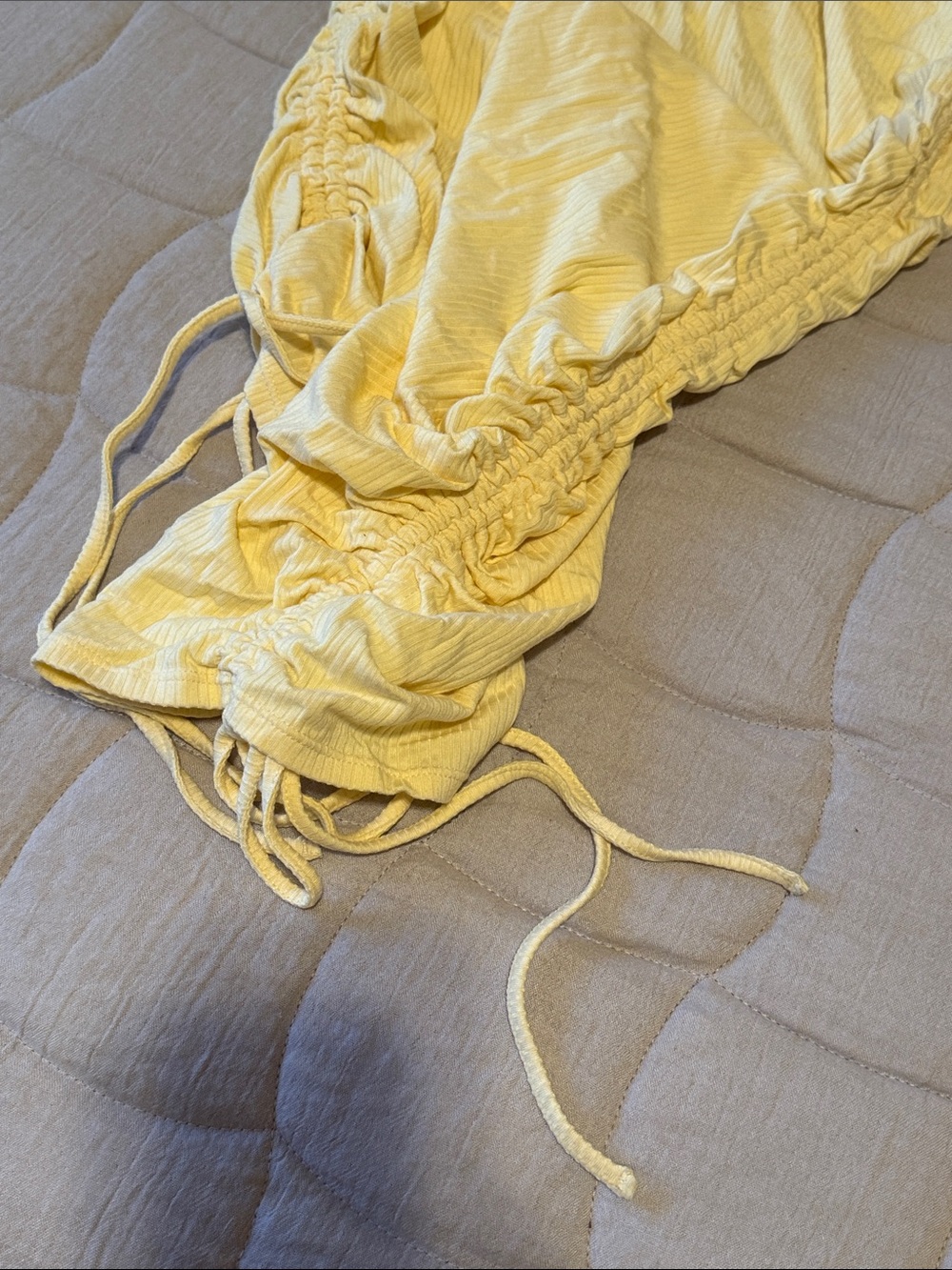 Love Tree Yellow Ribbed Ruched Midi Dress - Picture 3 of 3